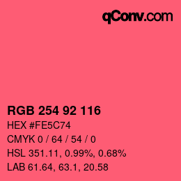 カラーコード: RGB 254 92 116 | qconv.com