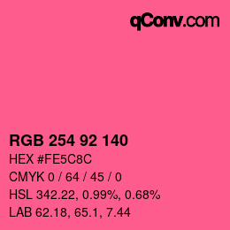 Color code: RGB 254 92 140 | qconv.com