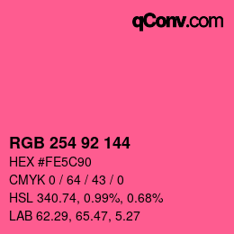 カラーコード: RGB 254 92 144 | qconv.com