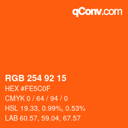 カラーコード: RGB 254 92 15 | qconv.com