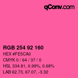 カラーコード: RGB 254 92 160 | qconv.com