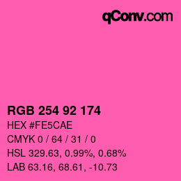 カラーコード: RGB 254 92 174 | qconv.com
