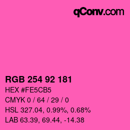 カラーコード: RGB 254 92 181 | qconv.com