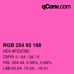 カラーコード: RGB 254 92 188 | qconv.com