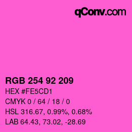 カラーコード: RGB 254 92 209 | qconv.com