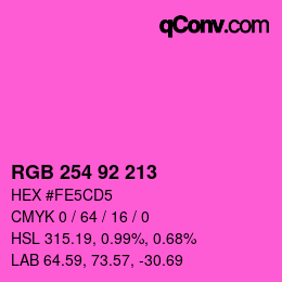 Color code: RGB 254 92 213 | qconv.com