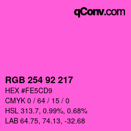 カラーコード: RGB 254 92 217 | qconv.com