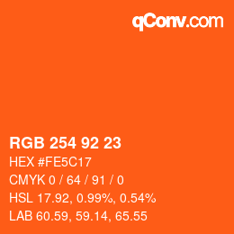 カラーコード: RGB 254 92 23 | qconv.com