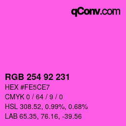 Color code: RGB 254 92 231 | qconv.com