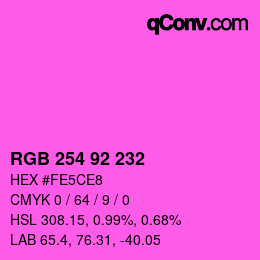 Color code: RGB 254 92 232 | qconv.com