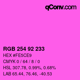 カラーコード: RGB 254 92 233 | qconv.com