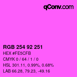 カラーコード: RGB 254 92 251 | qconv.com