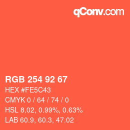 カラーコード: RGB 254 92 67 | qconv.com