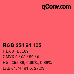 カラーコード: RGB 254 94 105 | qconv.com