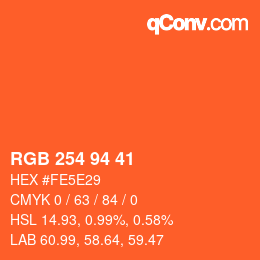Color code: RGB 254 94 41 | qconv.com