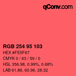 Color code: RGB 254 95 103 | qconv.com