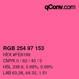 Color code: RGB 254 97 153 | qconv.com
