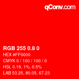 カラーコード: RGB 255 0.8 0 | qconv.com