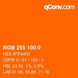 颜色代码: RGBA 255 100 0 1 | qconv.com