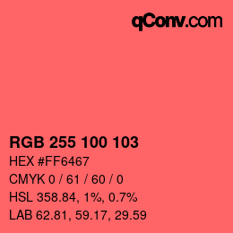 Color code: RGB 255 100 103 | qconv.com