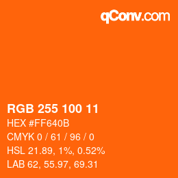 Farbcode: RGB 255 100 11 | qconv.com