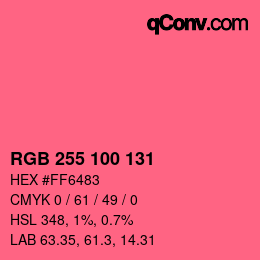 Color code: RGB 255 100 131 | qconv.com