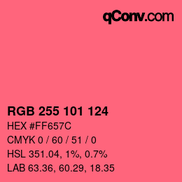 Color code: RGB 255 101 124 | qconv.com