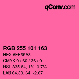 Color code: RGB 255 101 163 | qconv.com