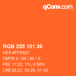 Color code: RGB 255 101 39 | qconv.com
