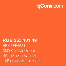 Color code: RGB 255 101 49 | qconv.com