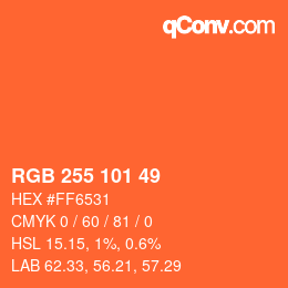Code couleur: RGB 255 101 49 | qconv.com