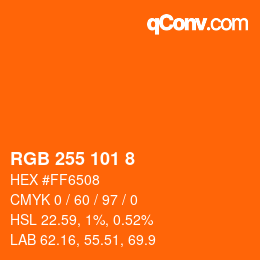 カラーコード: RGB 255 101 8 | qconv.com