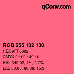 Color code: RGB 255 102 130 | qconv.com