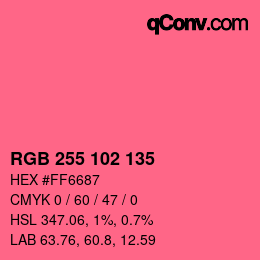 Color code: RGB 255 102 135 | qconv.com