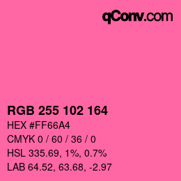Color code: RGB 255 102 164 | qconv.com