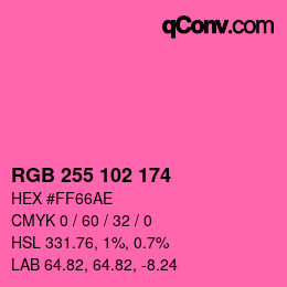 Color code: RGB 255 102 174 | qconv.com