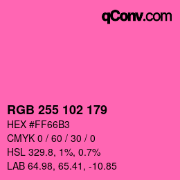 Color code: RGB 255 102 179 | qconv.com