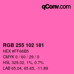 Color code: RGB 255 102 181 | qconv.com