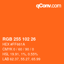 颜色代码: RGB 255 102 26 | qconv.com