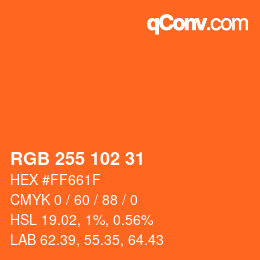 Color code: RGB 255 102 31 | qconv.com