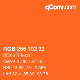 Color code: RGB 255 102 33 | qconv.com