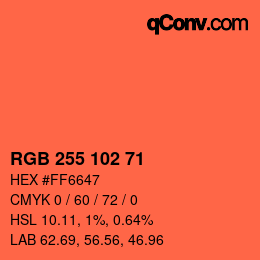 Color code: RGB 255 102 71 | qconv.com