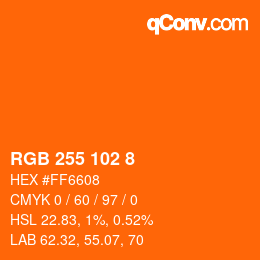 Color code: RGB 255 102 8 | qconv.com