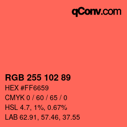 Color code: RGB 255 102 89 | qconv.com