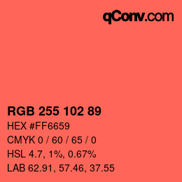 Color code: RGB 255 102 89 | qconv.com