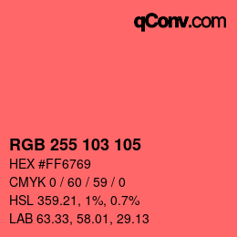 颜色代码: RGB 255 103 105 | qconv.com