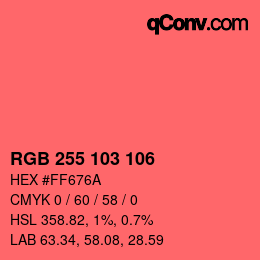 Color code: RGB 255 103 106 | qconv.com