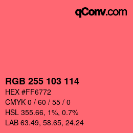 Color code: RGB 255 103 114 | qconv.com