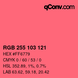 Color code: RGB 255 103 121 | qconv.com