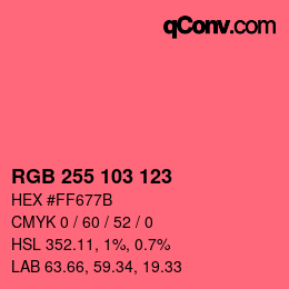 カラーコード: RGB 255 103 123 | qconv.com